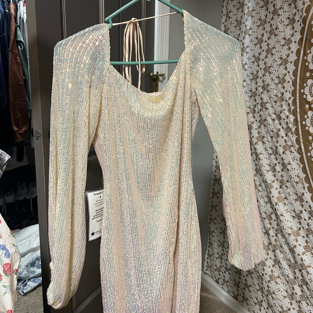 White sparkly homecoming dress